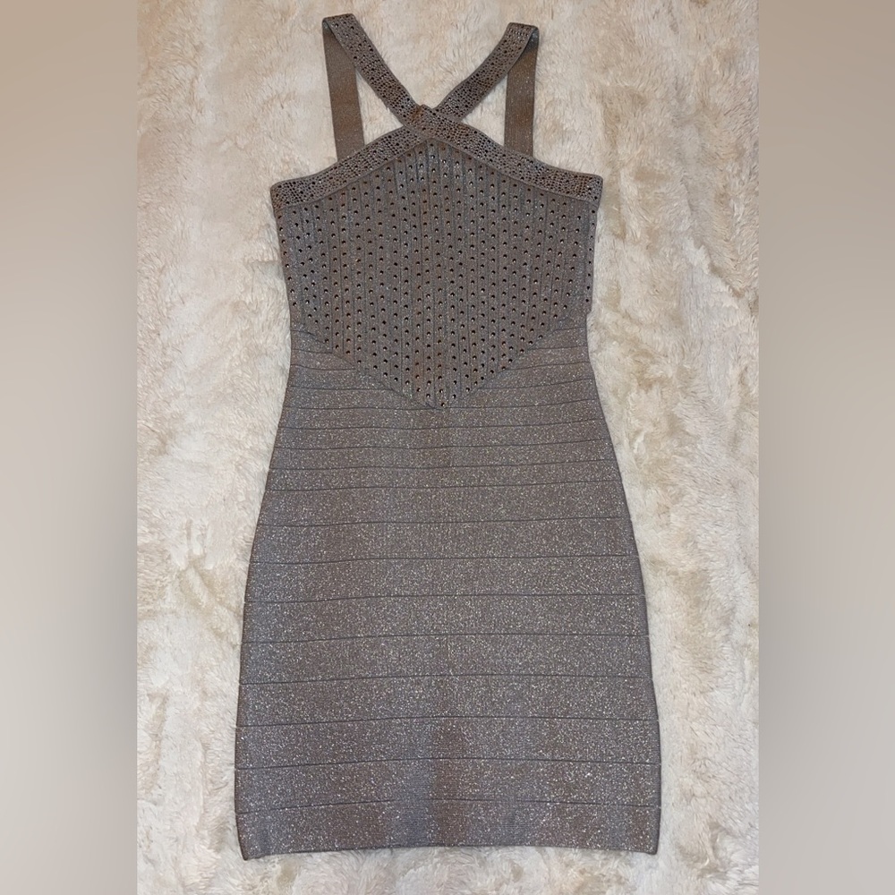 Bebe Bandage Silver Dress